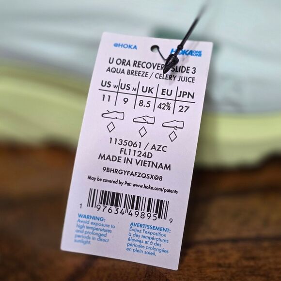 Hoka Ora Recovery Slide 3 Sandals Aqua Breeze Celery Green Men's 9 Clifton New - Picture 12 of 14